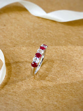 Load image into Gallery viewer, LUOWEND 18K White Gold Real Natural Aquamarine and Ruby Ring for Women

