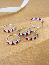 Load image into Gallery viewer, LUOWEND 18K White Gold Real Natural Aquamarine and Ruby Ring for Women
