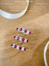 Load image into Gallery viewer, LUOWEND 18K White Gold Real Natural Aquamarine and Ruby Ring for Women

