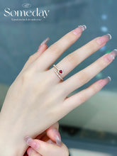 Load image into Gallery viewer, LUOWEND 18K White or Rose Gold Real Natural Diamond and Ruby Ring for Women
