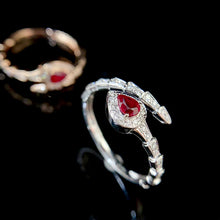 Load image into Gallery viewer, LUOWEND 18K White or Rose Gold Real Natural Diamond and Ruby Ring for Women
