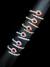 Load image into Gallery viewer, LUOWEND 18K White or Rose Gold Real Natural Diamond and Ruby Ring for Women
