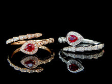 Load image into Gallery viewer, LUOWEND 18K White or Rose Gold Real Natural Diamond and Ruby Ring for Women
