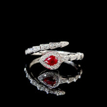Load image into Gallery viewer, LUOWEND 18K White or Rose Gold Real Natural Diamond and Ruby Ring for Women
