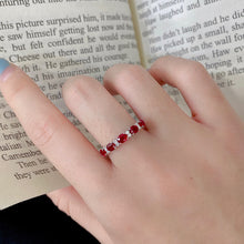 Load image into Gallery viewer, LUOWEND 18K White Gold Real Natural Diamond and Ruby Ring for Women
