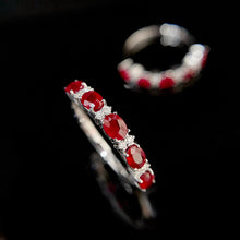 Load image into Gallery viewer, LUOWEND 18K White Gold Real Natural Diamond and Ruby Ring for Women
