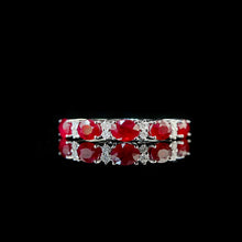 Load image into Gallery viewer, LUOWEND 18K White Gold Real Natural Diamond and Ruby Ring for Women
