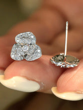 Load image into Gallery viewer, LUOWEND 18K White Gold Natural Diamond Earrings for Women
