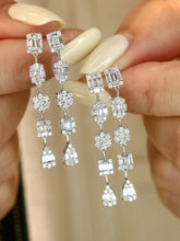 Load image into Gallery viewer, LUOWEND 18K White Gold Natural Diamond Earrings for Women
