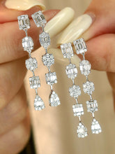 Load image into Gallery viewer, LUOWEND 18K White Gold Natural Diamond Earrings for Women
