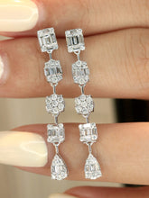Load image into Gallery viewer, LUOWEND 18K White Gold Natural Diamond Earrings for Women
