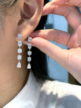Load image into Gallery viewer, LUOWEND 18K White Gold Natural Diamond Earrings for Women
