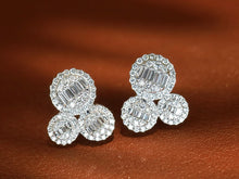 Load image into Gallery viewer, LUOWEND 18K White Gold Natural Diamond Earrings for Women
