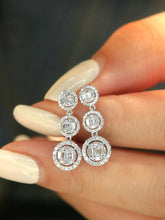 Load image into Gallery viewer, LUOWEND 18K White Gold Natural Diamond Earrings for Women

