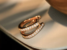 Load image into Gallery viewer, LUOWEND 18K White Gold Natural Diamond Hoop Earrings for Women
