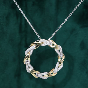 LUOWEND 18K White Gold Real Natural Diamond Pendant Necklace for Women