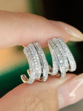 Load image into Gallery viewer, LUOWEND 18K White Gold Natural Diamond Earrings for Women
