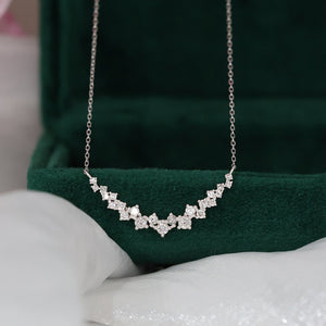 LUOWEND 18K White Gold Real Natural Diamond Pendant Necklace for Women