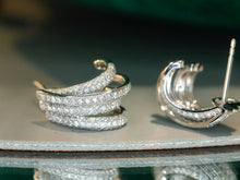 Load image into Gallery viewer, LUOWEND 18K White Gold Natural Diamond Earrings for Women
