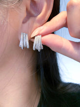 Load image into Gallery viewer, LUOWEND 18K White Gold Natural Diamond Earrings for Women
