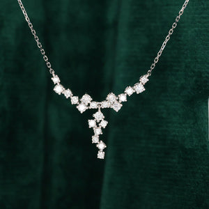 LUOWEND 18K White Gold Real Natural Diamond Pendant Necklace for Women