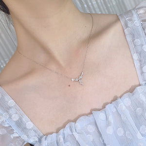 LUOWEND 18K White Gold Real Natural Diamond Pendant Necklace for Women