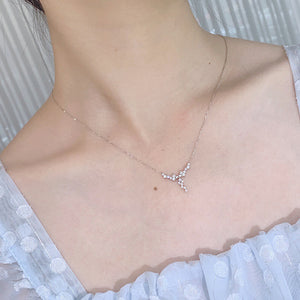 LUOWEND 18K White Gold Real Natural Diamond Pendant Necklace for Women
