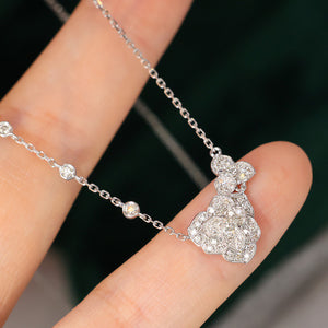 LUOWEND 18K White Gold Real Natural Diamond Pendant Necklace for Women