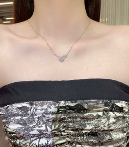 LUOWEND 18K White Gold Real Natural Diamond Pendant Necklace for Women