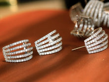 Load image into Gallery viewer, LUOWEND 18K White Gold Natural Diamond Earrings for Women

