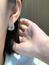 Load image into Gallery viewer, LUOWEND 18K White Gold Natural Diamond Earrings for Women
