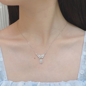 LUOWEND 18K White Gold Real Natural Diamond Pendant Necklace for Women