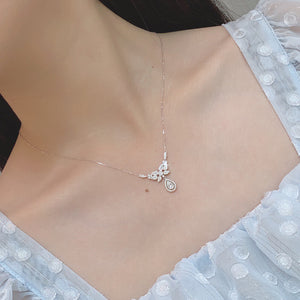 LUOWEND 18K White Gold Real Natural Diamond Pendant Necklace for Women