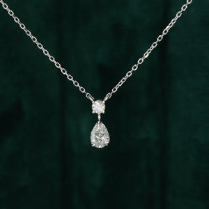 LUOWEND 18K White Gold Real Natural Diamond Pendant Necklace for Women