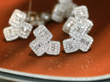 Load image into Gallery viewer, LUOWEND 18K White Gold Natural Diamond Stud Earrings for Women
