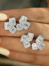 Load image into Gallery viewer, LUOWEND 18K White Gold Natural Diamond Stud Earrings for Women
