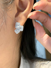 Load image into Gallery viewer, LUOWEND 18K White Gold Natural Diamond Stud Earrings for Women

