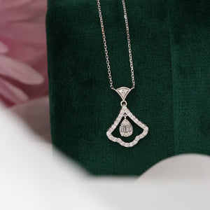 LUOWEND 18K White Gold Real Natural Diamond Pendant Necklace for Women