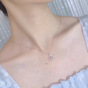 LUOWEND 18K White Gold Real Natural Diamond Pendant Necklace for Women