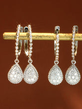 Load image into Gallery viewer, LUOWEND 18K White Gold Natural Diamond Hoop Earrings for Women

