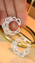 Load image into Gallery viewer, LUOWEND 18K White Gold Natural Diamond Drop Earrings for Women
