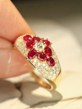 Load image into Gallery viewer, LUOWEND 18K Yellow Gold Natural Ruby Ring for Women
