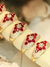 Load image into Gallery viewer, LUOWEND 18K Yellow Gold Natural Ruby Ring for Women
