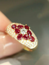 Load image into Gallery viewer, LUOWEND 18K Yellow Gold Natural Ruby Ring for Women
