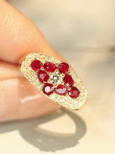 Load image into Gallery viewer, LUOWEND 18K Yellow Gold Natural Ruby Ring for Women
