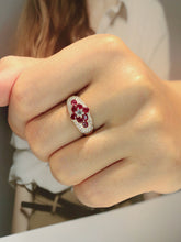 Load image into Gallery viewer, LUOWEND 18K Yellow Gold Natural Ruby Ring for Women
