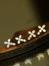 Load image into Gallery viewer, LUOWEND 18K White/Yellow Gold Natural Diamond Earrings for Women
