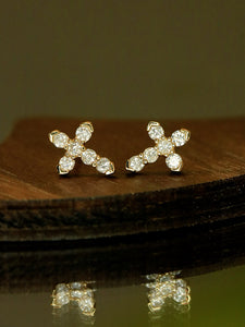 LUOWEND 18K White/Yellow Gold Natural Diamond Earrings for Women