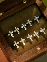 Load image into Gallery viewer, LUOWEND 18K White/Yellow Gold Natural Diamond Earrings for Women

