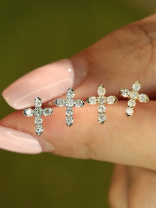 LUOWEND 18K White/Yellow Gold Natural Diamond Earrings for Women